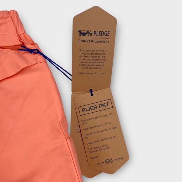 Aftco Fishing Cargo Shorts Mens Hybrid Desert Coral 8" Inseam UPF 50+ Stretch - Picture 5 of 6